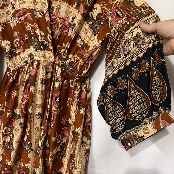 NWT Panache Brown Floral Kimono Long Wrap Dress Size M - Picture 5 of 16